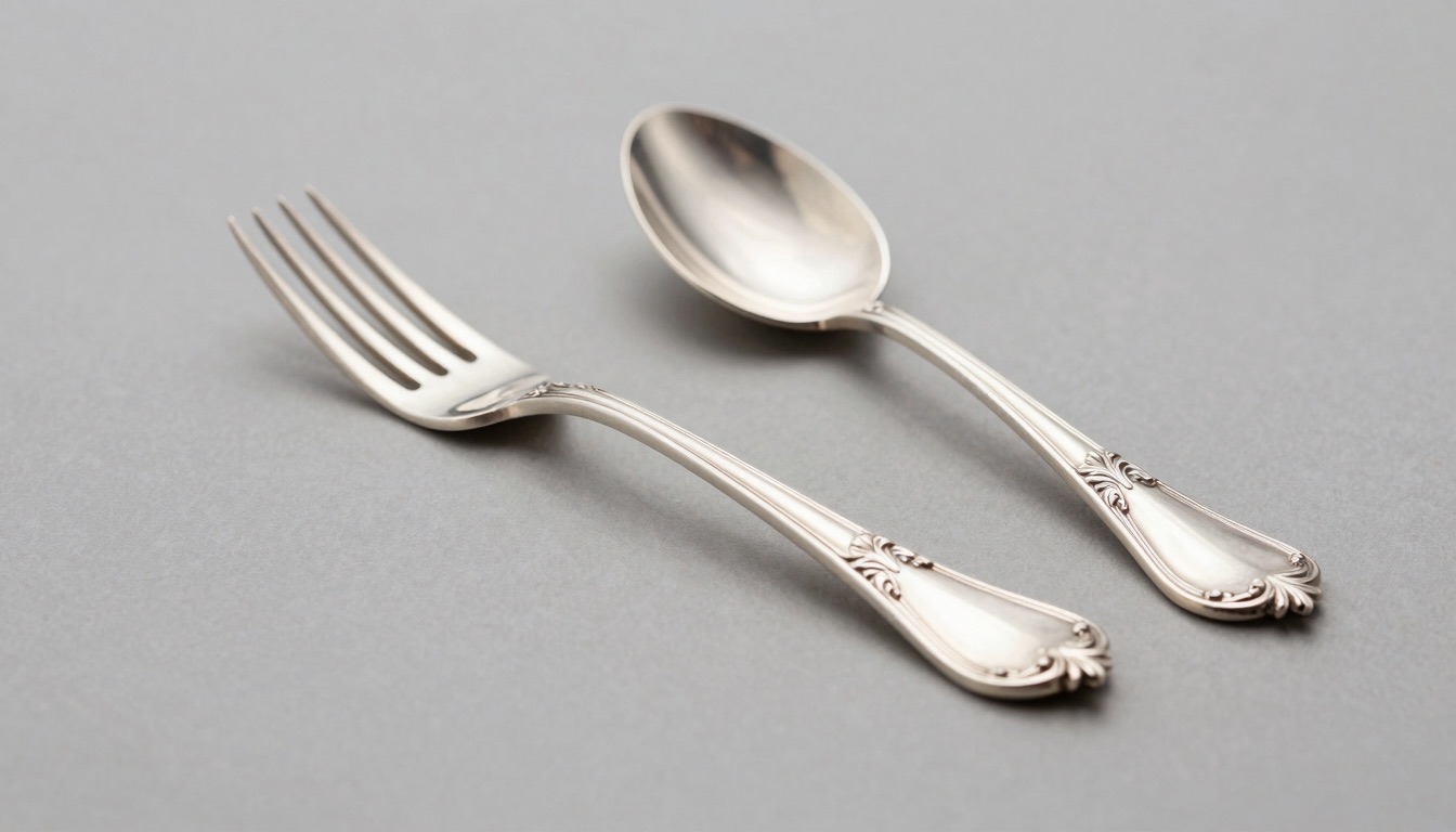 Wallace sterling silver flatware showing the STERLING maker's mark and Grande Baroque pattern